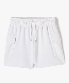 short en maille ample avec poches a rabat fille blanc shortsE861601_1