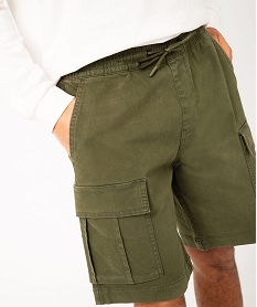 bermuda cargo en coton stretch a taille elastiquee homme vert shorts et bermudasE865501_2