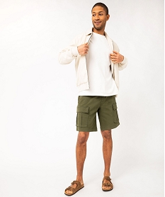 bermuda cargo en coton stretch a taille elastiquee homme vert shorts et bermudasE865501_4