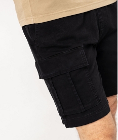 bermuda cargo en coton stretch a taille elastiquee homme noir shorts et bermudasE865601_2