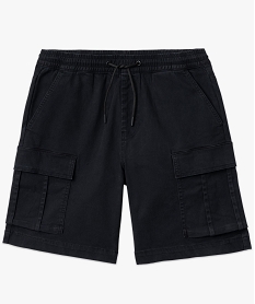 bermuda cargo en coton stretch a taille elastiquee homme noir shorts et bermudasE865601_4