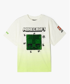 GEMO Tee-shirt manches courtes à sequins réversibles garçon - Minecraft Blanc