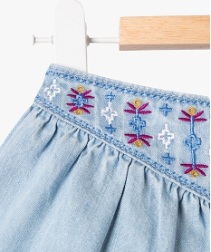 short ample en toile avec ceinture brodee bebe fille bleu shortsE871901_2