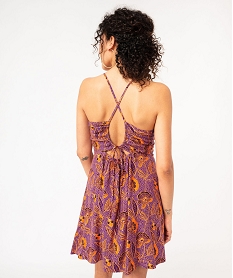 robe courte imprimee a fines bretelles femme violetE881801_3