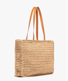 sac de plage en paille a motifs femme beige standardE883001_2