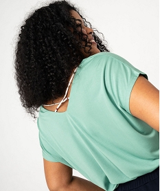tee-shirt a manches courtes a double col v femme grande taille vert t-shirts manches courtesE884601_2