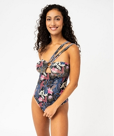 maillot de bain une piece a motifs fleuris a bretelles multipositions femme noir maillots de bain 1 pieceE888501_2