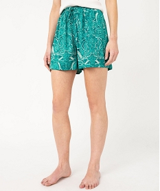 short imprime en maille fluide avec taille elastiquee femme vert shortsE889901_2