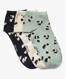 GEMO Chaussettes ultra courtes à motif pailletés femme (lot de 3) Vert