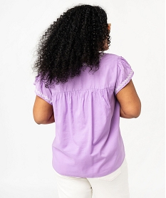 blouse grande taille a manches courtes et broderies ethniques femme violet chemisiers et blousesE897401_3