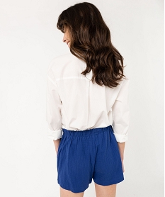 short en gaze de coton avec ceinture a pompons femme bleuE905801_3