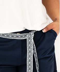 short en toile avec ceinture tissee femme grande taille bleuE905901_2