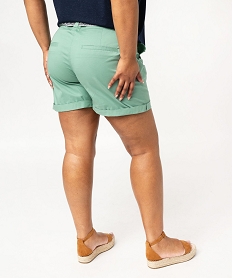short en toile avec ceinture tissee femme grande taille vert pantacourts et shortsE906001_3