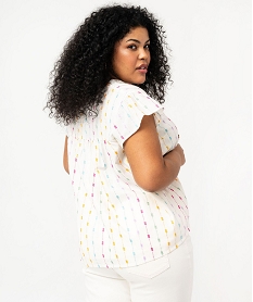 blouse grande taille a manches courtes en voile brode femme blanc chemisiers et blousesE906401_3