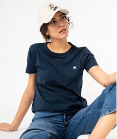 tee-shirt a manches courtes avec logo brode femme - lulucastagnette bleu t-shirts manches courtesE950501_1