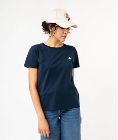 tee-shirt a manches courtes avec logo brode femme - lulucastagnette bleu t-shirts manches courtesE950501_2