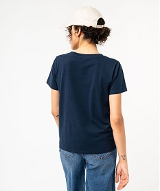 tee-shirt a manches courtes avec logo brode femme - lulucastagnette bleu t-shirts manches courtesE950501_3