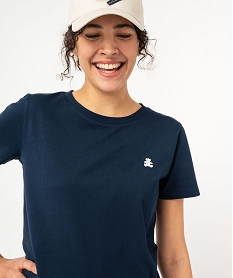 tee-shirt a manches courtes avec logo brode femme - lulucastagnette bleu t-shirts manches courtesE950501_4