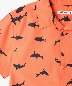 chemise manches courtes motif requins garcon orange chemisesE951601_2