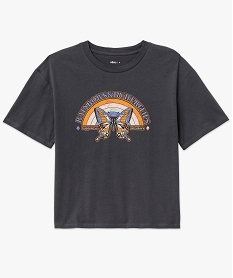 tee-shirt a manches courtes avec motif hippie femme gris t-shirts manches courtesE955801_4