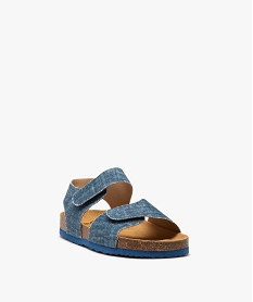 sandales garcon avec brides en toile denim a scratch bleu standardE989801_2