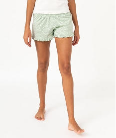 short de pyjama avec finitions froncees femme vertE990601_3