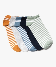 GEMO Chaussettes ultra courtes rayées garçon (lot de 5) bleu standard