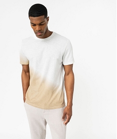 GEMO Tee-shirt manches courtes en coton flammé tie-and-dye homme Blanc