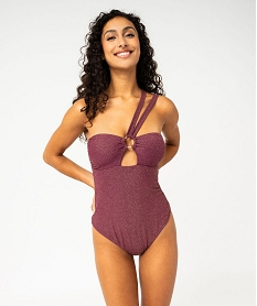 maillot de bain une piece bandeau a bretelles multipositions femme violet maillots de bain 1 pieceF027401_3