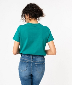 tee-shirt manches courtes en coton a message femme vert t-shirts manches courtesF031101_3