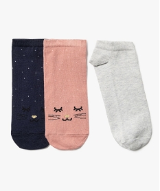 GEMO Chaussettes ultra courtes à motif femme (lot de 3) rose standard