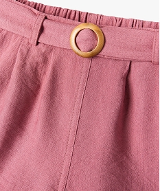 short en viscose avec ceinture a boucle fille rose shortsF035401_2