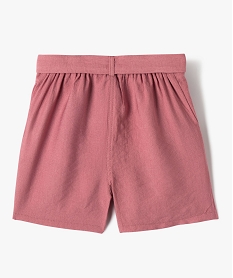 short en viscose avec ceinture a boucle fille rose shortsF035401_3