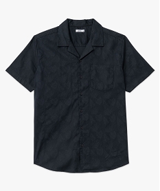 chemise a manches courtes avec motifs ton sur ton homme noir chemise manches courtesF039501_4