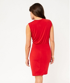 robe en maille satinee avec decollete drape femme rougeF041601_3