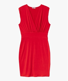 robe en maille satinee avec decollete drape femme rougeF041601_4