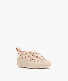 chaussons de naissance bebe fille baskets imprimees leopard beige standardF045801_2