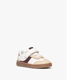 baskets bebe fille style retro a scratch et lacets elastiques blanc standard baskets et tennisF047601_2