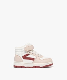 baskets bebe fille mid-cut avec bride a scratch et a bout perfore blanc standard baskets et tennisF048501_1