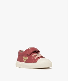 baskets bebe fille en toile mini-coeur a scratch et a semelle epaisse rose standard baskets et tennisF049101_2