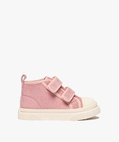 baskets fille mid-cut a scratch en velours cotele rose standardF049601_1