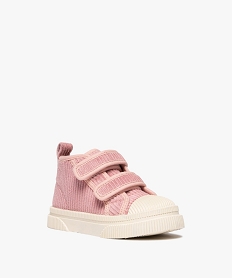 baskets fille mid-cut a scratch en velours cotele rose standard basketsF049601_2