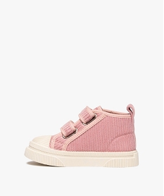 baskets fille mid-cut a scratch en velours cotele rose standard basketsF049601_3