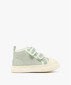 GEMO Baskets fille mid-cut à scratch en velours côtelé vert standard