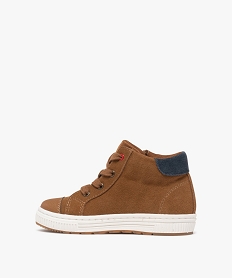 baskets garcon mid-cut dessus en cuir suede a zip et lacets marron standardF053701_3