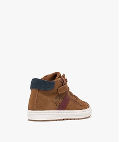 baskets garcon mid-cut dessus en cuir suede a zip et lacets marron standardF053701_4