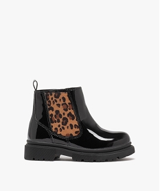 GEMO Boots Chelsea vernies à imprimé animal fille noir vif