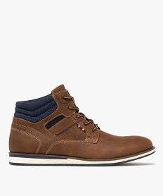 baskets homme mid-cut casual a col denim marron chineF066001_1