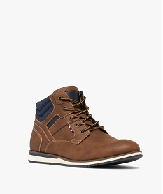 baskets homme mid-cut casual a col denim marron chineF066001_2