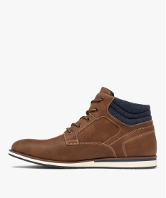 baskets homme mid-cut casual a col denim marron chineF066001_3